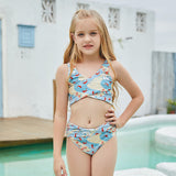 Kid Girl Swimsuit Cartoon Blue Split Bow Fresh Bikini