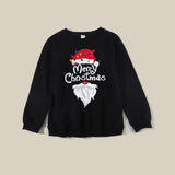 Family Matching Autumn Black Guards Santa Claus Cartoon Print Christmas Shirts Top