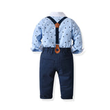 Baby Boy Suit Long Sleeve Plaid Crawl Triangle 3 Pcs Sets