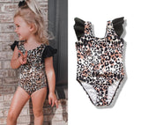 Kid Girl Ruffled Leopard Print Swimsuit