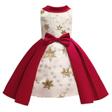 Kid Girl Fashion Lapel Stars Sequin Princess Dresses