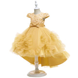 Kid Baby Girl Princess Trailing Wedding Shampong Gauze Host Dresses