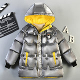 Kid Boys Long Bright Face Wash Down Cotton Jacket Thick Winter Coats