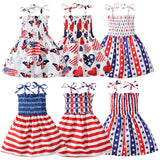 Kid Baby Girls Strap Independence Day Summer Star Flag Banded Party Dresses