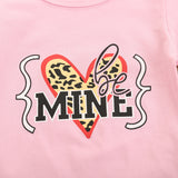 Baby Toddler Girl Suit Valentine's Day Letter-printed Leopard Love 2 Pcs Sets