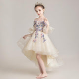 Kid Baby Girl Shoulder Princess Fluffy Yarn Dress