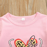 Baby Toddler Girl Suit Valentine's Day Letter-printed Leopard Love 2 Pcs Sets