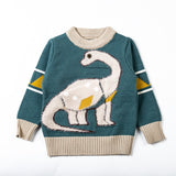 Kid Baby Boy Neutral Knit  Dinosaur Round Neck Sweater