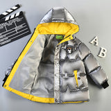 Kid Boys Long Bright Face Wash Down Cotton Jacket Thick Winter Coats