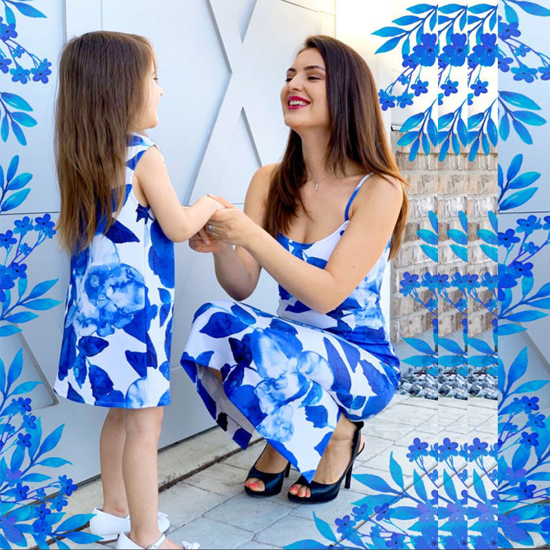 Family Matching Mother Daughter Parent Child Leisure Lovely Dresses