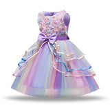 Kid Girl Bow Rose Pompous Skirt Gauze Dress