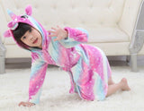 Kid Girl Flannel Pegasus Bathrobe Animal Gown Rainbow Cartoon Pajamas