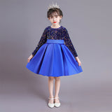 Kid Girl Birthday Sequins Mesh Pompous Piano Performance Dresses