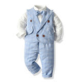 Baby Boy Spring Plaid Long Sleeve Cotton 3 Pcs Sets