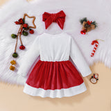 Baby Girls Silver Fox Wool Patchwork Cotton Irregular Christmas Dress