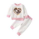 Kid Baby Girl Love Clip Cotton Leopard Valentine Set 2 Pcs