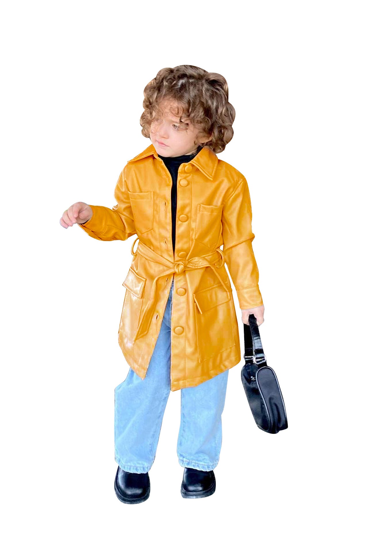 Kid Baby Girl Long Sleeve  INS Windbreaker Wind Leather Coat