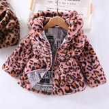 Kid Baby Girl Leopard-print Hooded Warm Autumn Coat