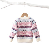 Kid Baby Girl Sweater Bow Knit Sweet Diamond Tops