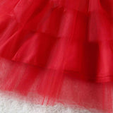 Kid Baby Girl Red Solid Color Christmas Dresses