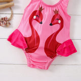 Baby Girl Cygnet Petals Cartoon Polka Dots Print Ruffles Beachwear Swimsuit