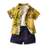 Kid Baby Boys Summer Short Sleeve Floral Casual 3 Pcs Sets