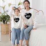Family Matching WIFI Printed Cartoon Valentine's Day Sweatshirts