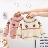 Kid Baby Girl Strawberry Round Neck Autumn Sweaters