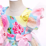 Kid Baby Girl Floral Print Bow Casual Gauze Dress