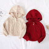 Ins Kid Baby Girls Cute Hooded Cape Knitted Pullover Sweater