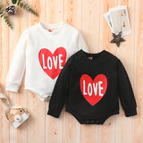 Baby Girl Valentine's Day Long Sleeve Solid Color Love Printed Hoodie