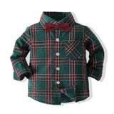 Kid Baby Boys Gentleman Autumn Suit Long Sleeve Plaid Suspenders 3 Pcs Sets