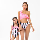 Family Matching Mother-daughter Swimwear Floral-flamingos One-piece Bikini
