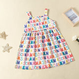 Kid Baby Halter Rainbow Letters Bear Print Lovely Casual Dresses