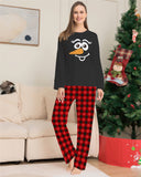 Family Matching Cartoon Plaid Christmas Print Pajamas