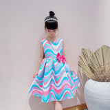 Kid Baby Girl Satin Sundress Printed Casual Dresses