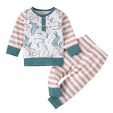 Baby Spring Autumn New Easter Striped Rabbit Printed Sets 2 Pcs