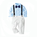 Kid Baby Boy Gentleman Suit Light Blue Long Sleeve Set 2 Pcs