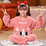 Kid Girl Autumn Winter Coral Velvet Cute Cartoon Sweet Pajamas