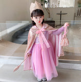 Kid Girl Frozen Pink Long-sleeved Princess Halloween Cartoon Dress