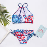 Kid Girls Swimsuit Split Water Drop Print Bikini