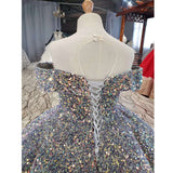 Kid Girl Princess Shag Yarn High-end Host Piano Performance Sequins Dresses