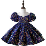 Kid Baby Girl Sequin Bubble Sleeve Princess Performance Dress