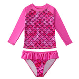 Kid Girls Separate Swimsuit Long-sleeved Bikini Mermaid Swimwear