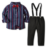 Kid Baby Boy Suit Striped Long Sleeve Cardigan Gentleman 4 Pcs Sets