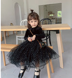 Kid Baby Girls Autumn Winter Velvet Velvet Starry Sky Casual Dress