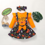 0-18M Baby Girl Halloween Long Sleeves Straps 2 Pcs Sets