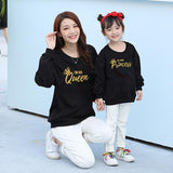 Family Matching Long Sleeve King Queen Princess Prince  Crown Print Shirts Tops