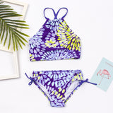 Kid Girls Swimsuit Split Water Drop Print Bikini