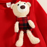 Kid Baby Girl Bear Doll Plaid Short 2 Pcs Sets